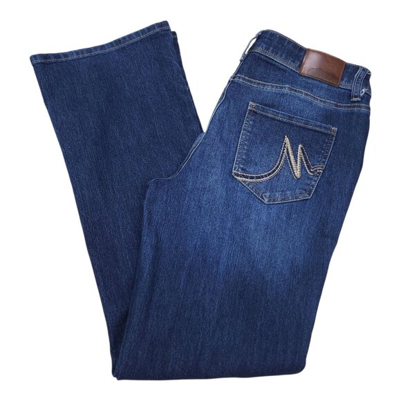 Maurices Womens 7/8 Short Flare Jeans In Dark Wash Denim Stretch Cotton Blend - Picture 1 of 10